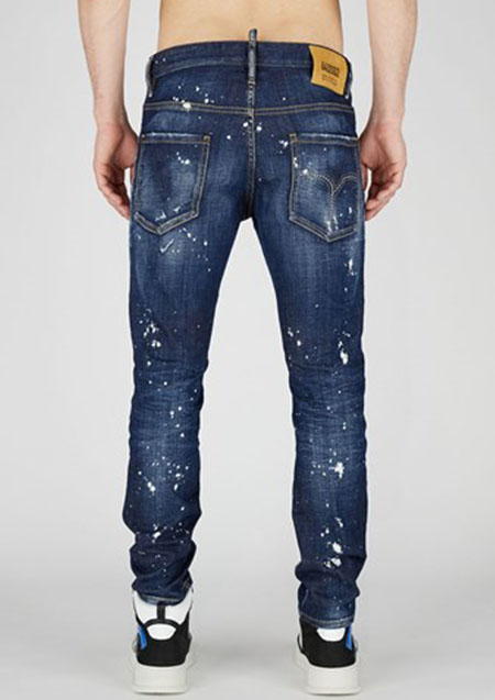 DSQUARED2 DARK RIPPED WASH SKATER JEANS | 470BLUE