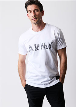 1PIU1UGUALE3 BLACK MILITARY SUPIMA PREMIUM SMOOTH VINTAGE LOGO ARMY T-sh | 10/99 WHITE/BLACK