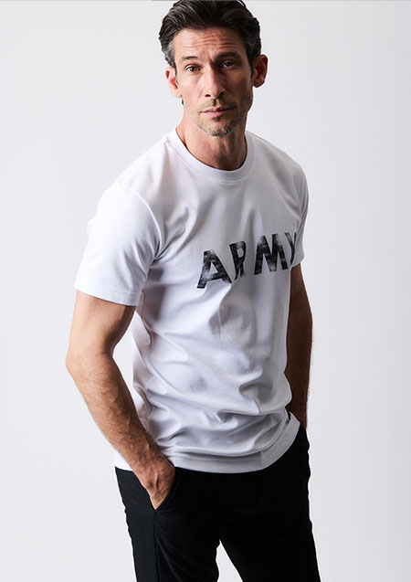 1PIU1UGUALE3 BLACK MILITARY SUPIMA PREMIUM SMOOTH VINTAGE LOGO ARMY T-sh | 10/99 WHITE/BLACK