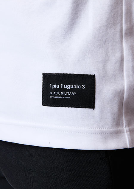 1PIU1UGUALE3 BLACK MILITARY SUPIMA PREMIUM SMOOTH VINTAGE LOGO ARMY T-sh | 10/99 WHITE/BLACK