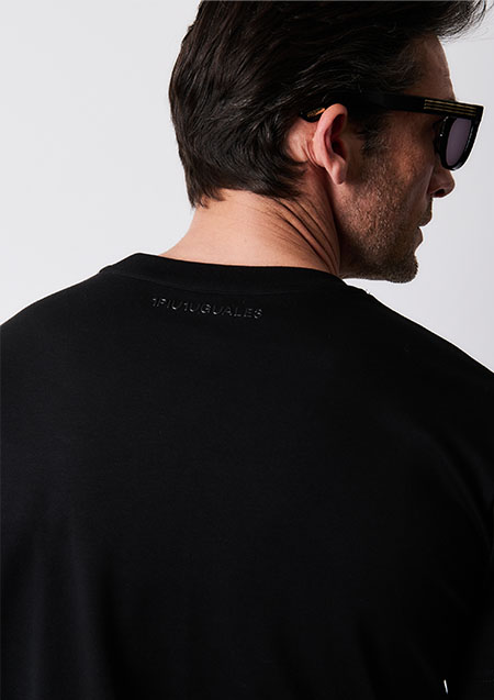 1PIU1UGUALE3 BLACK MILITARY SUPIMA PREMIUM SMOOTH VINTAGE LOGO ARMY T-sh | 99/99BLACK/BLACK