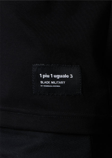 1PIU1UGUALE3 BLACK MILITARY SUPIMA PREMIUM SMOOTH VINTAGE LOGO ARMY T-sh | 99/99BLACK/BLACK