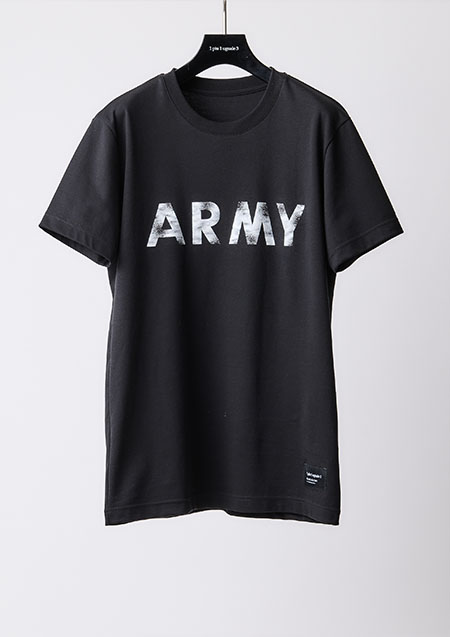 1PIU1UGUALE3 BLACK MILITARY SUPIMA PREMIUM SMOOTH VINTAGE LOGO ARMY T-sh | 99/10BLACK/WHITE