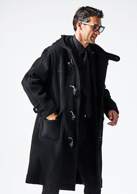 1PIU1UGUALE3 SUPER FINE TRIPLE PILE WOOL HIGH-END DUFFLE COAT | BLACK