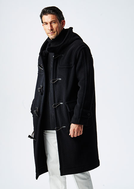 1PIU1UGUALE3 SUPER FINE TRIPLE PILE WOOL HIGH-END DUFFLE COAT | BLACK