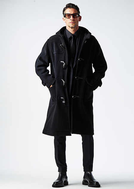 1PIU1UGUALE3 SUPER FINE TRIPLE PILE WOOL HIGH-END DUFFLE COAT | BLACK