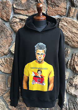 AWESOME yellow man smoking a cigarette BP HOOD SOLID | BLACK