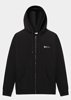 BALR. Q-Tape Zip Through Hoodie | JET BLACK