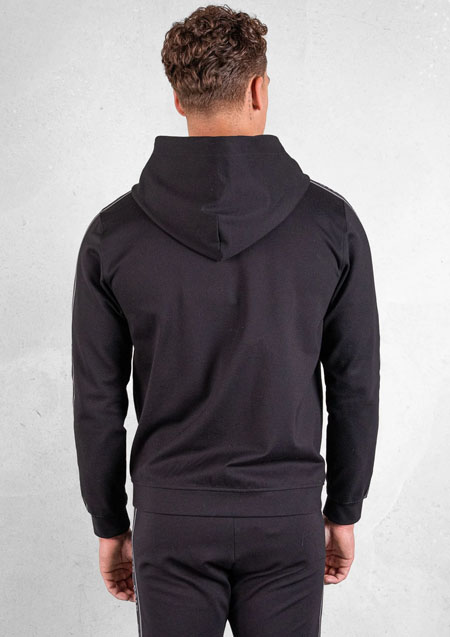 BALR. Q-Tape Zip Through Hoodie | JET BLACK