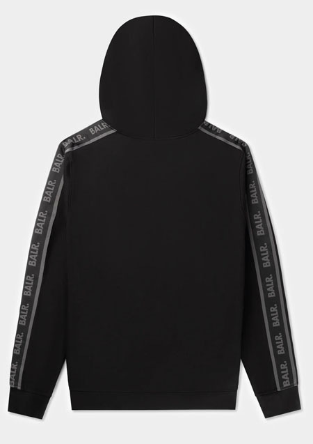 BALR. Q-Tape Zip Through Hoodie | JET BLACK