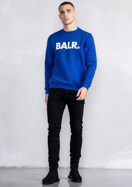 BALR. Brand Straight Crewneck | Surf The Web/Bright White