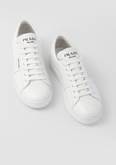 PRADA ブラッシュドレザーxレザー スニーカー | F0009 BIANCO