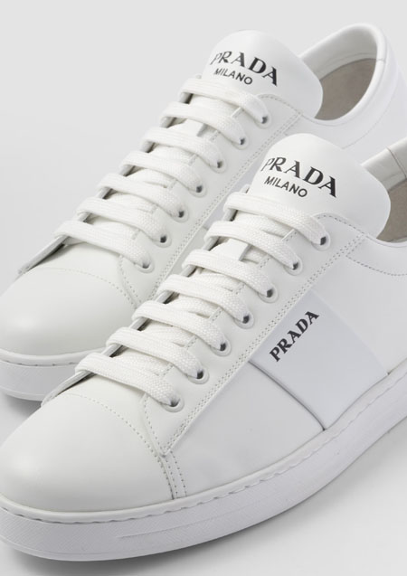 PRADA ブラッシュドレザーxレザー スニーカー | F0009 BIANCO