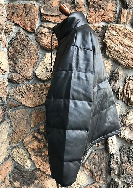 M fake leather down jacket | black