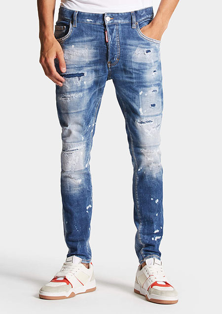 DSQUARED2 MEDIUM MENDED RIPS WASH SUPER TWINKY JEANS | 470BLUE | MENS