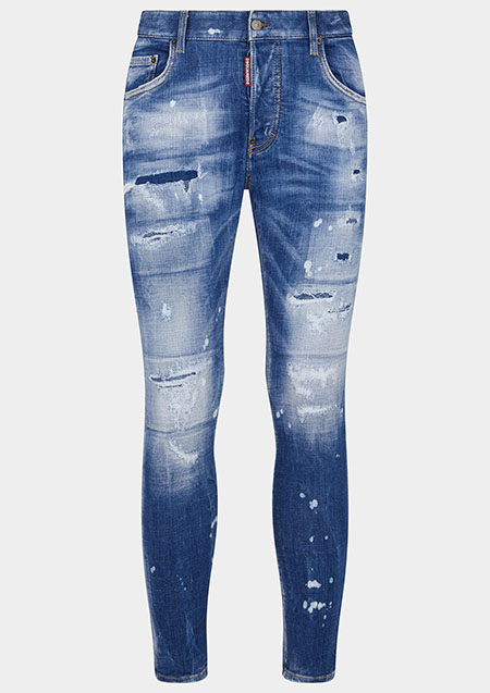 DSQUARED2 MEDIUM MENDED RIPS WASH SUPER TWINKY JEANS | 470BLUE | MENS