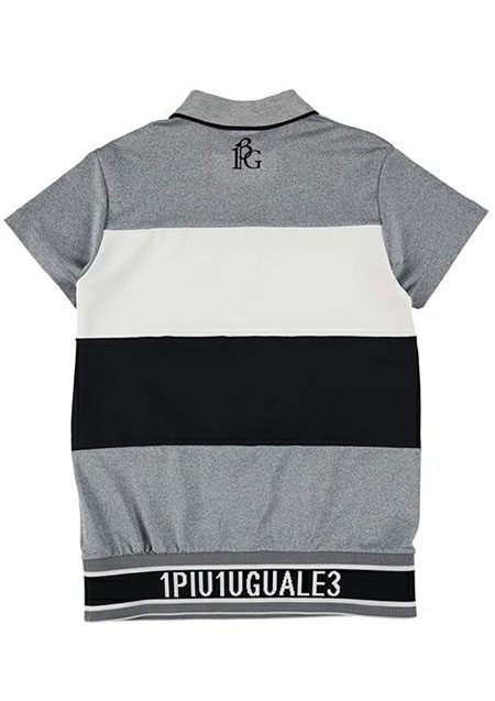 1PIU1UGUALE3 SS SPORTS BORDER POLO | 99BLACK | LADIES