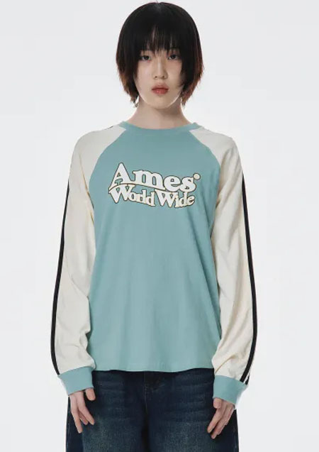 AMES WORLDWIDE LINETAPE RAGLAN LONGSLEEVE TEE | BLUE