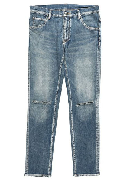 1PIU1UGUALE3 COTTON LYOCEL DENIM 9 TAPERED 【DAMAGED】| DN52BLUE HARD USED