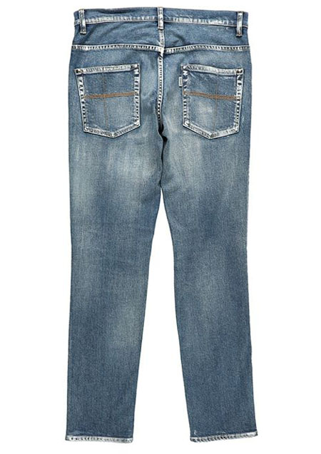 1PIU1UGUALE3 COTTON LYOCEL DENIM 9 TAPERED 【DAMAGED】| DN52BLUE HARD USED