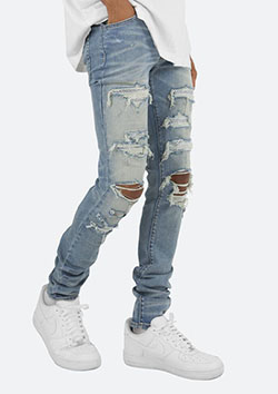 mnml X201 RHINESTONE SKINNY DENIM | BLUE