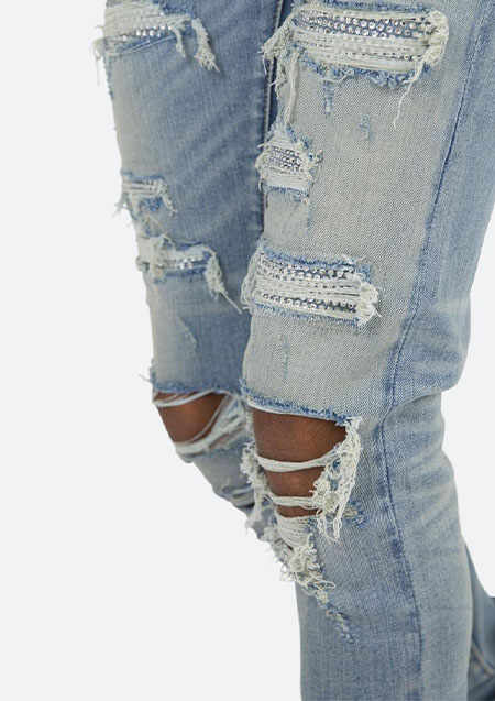 mnml X201 RHINESTONE SKINNY DENIM | BLUE