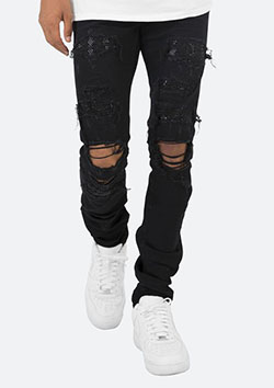 mnml X201 RHINESTONE SKINNY DENIM | BLACK