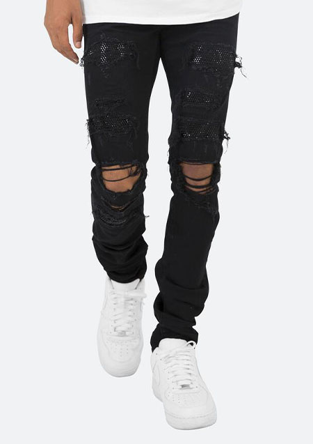 mnml X201 RHINESTONE SKINNY DENIM | BLACK