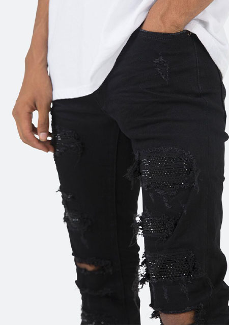 mnml X201 RHINESTONE SKINNY DENIM | BLACK