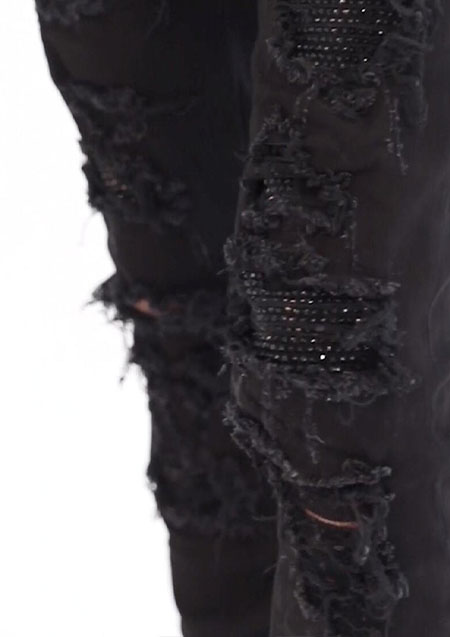 mnml X201 RHINESTONE SKINNY DENIM | BLACK