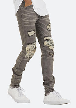 mnml X284 MOTO SKINNY DENIM | GRAY/BLUE