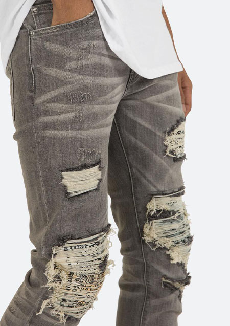 mnml X284 MOTO SKINNY DENIM | GRAY/BLUE
