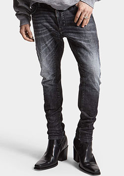 DSQUARED2 BLACK BRUSHED STEEL WASH TIDY BIKER JEANS | 900BLACK