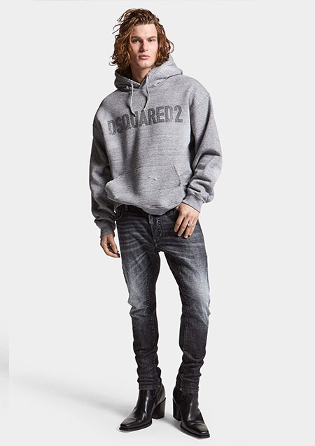 DSQUARED2 BLACK BRUSHED STEEL WASH TIDY BIKER JEANS | 900BLACK