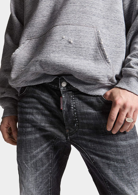 DSQUARED2 BLACK BRUSHED STEEL WASH TIDY BIKER JEANS | 900BLACK