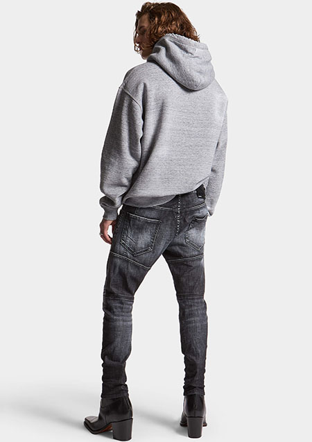 DSQUARED2 BLACK BRUSHED STEEL WASH TIDY BIKER JEANS | 900BLACK