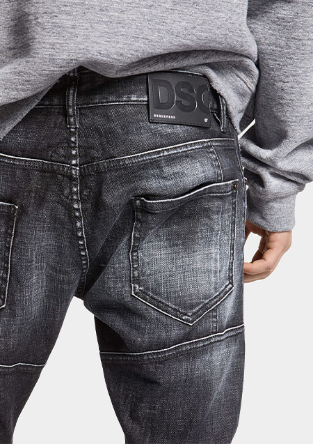 DSQUARED2 BLACK BRUSHED STEEL WASH TIDY BIKER JEANS | 900BLACK