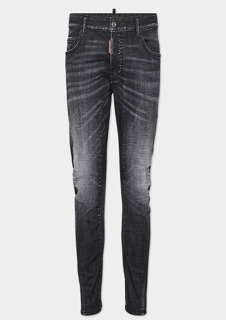 DSQUARED2 BLACK BRUSHED STEEL WASH TIDY BIKER JEANS | 900BLACK