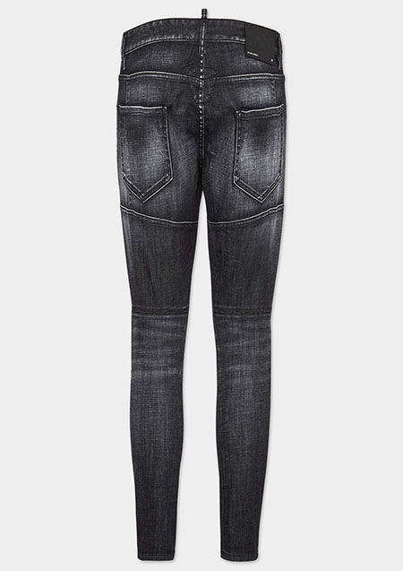 DSQUARED2 BLACK BRUSHED STEEL WASH TIDY BIKER JEANS | 900BLACK