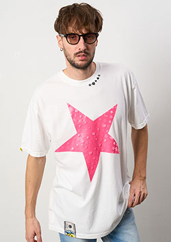 Stud Muffin 7oz ピグメントウォッシュドコットン天竺 スターグラムフォームプリント SS Tシャツ | WHITE