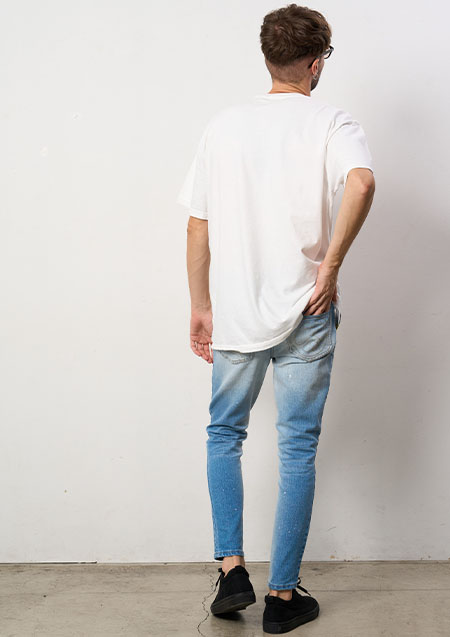 Stud Muffin 7oz ピグメントウォッシュドコットン天竺 スターグラムフォームプリント SS Tシャツ | WHITE