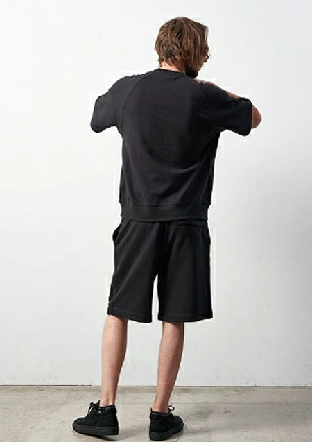 STUD MUFFIN 8ozラフィ裏毛パイル ランダムサガラパッチルーズフィットSSスエット | BLACK