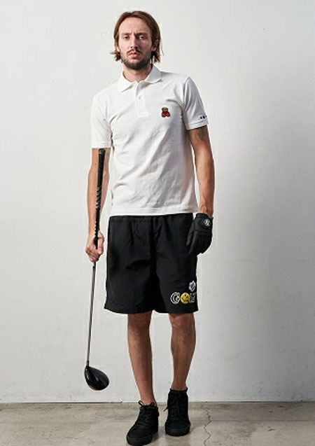 STUD MUFFIN ナイロングランクロス GOLFスマイリーサガラショートパンツ | BLACK