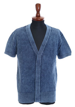 attack the mind 7 SAND BLASTER BASKET BRAIDED INTREPID SHORT-SLEEVED CARDIGAN_58Indigo