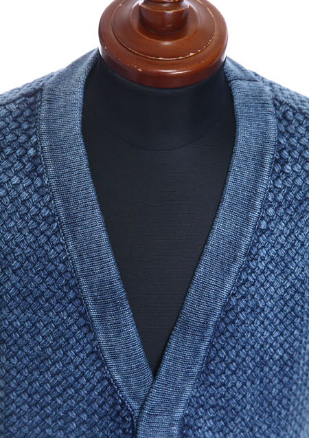 attack the mind 7 SAND BLASTER BASKET BRAIDED INTREPID SHORT-SLEEVED CARDIGAN_58Indigo