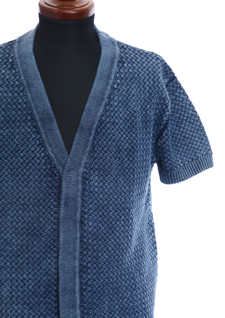 attack the mind 7 SAND BLASTER BASKET BRAIDED INTREPID SHORT-SLEEVED CARDIGAN_58Indigo