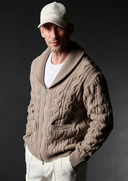 1PIU1UGUALE3 SHAWL ZIP CARDIGAN | BEIGE