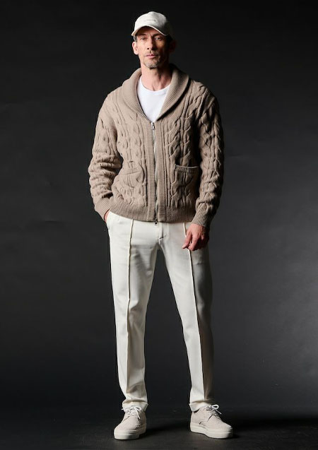 1PIU1UGUALE3 SHAWL ZIP CARDIGAN | BEIGE