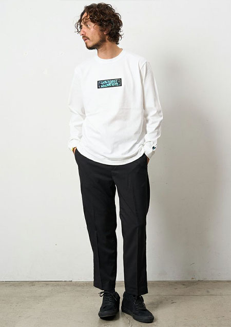 STUD MUFFIN 5.6ozコットン天竺 スターグラムハート&amp;シークインLS Tシャツ | WHITE