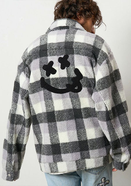 STUD MUFFIN ブロックチェックムックボア サガラパッチワークブルゾン | M.GREY